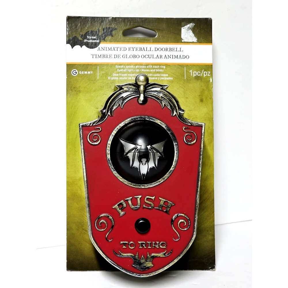 Animated Creepy Lighted TALKING MOVING EYEBALL DOOR BELL Halloween Spooky Sounds